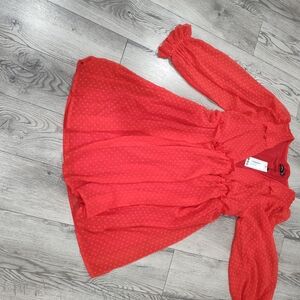 Boohoo Red Polka Dot Casual Dress